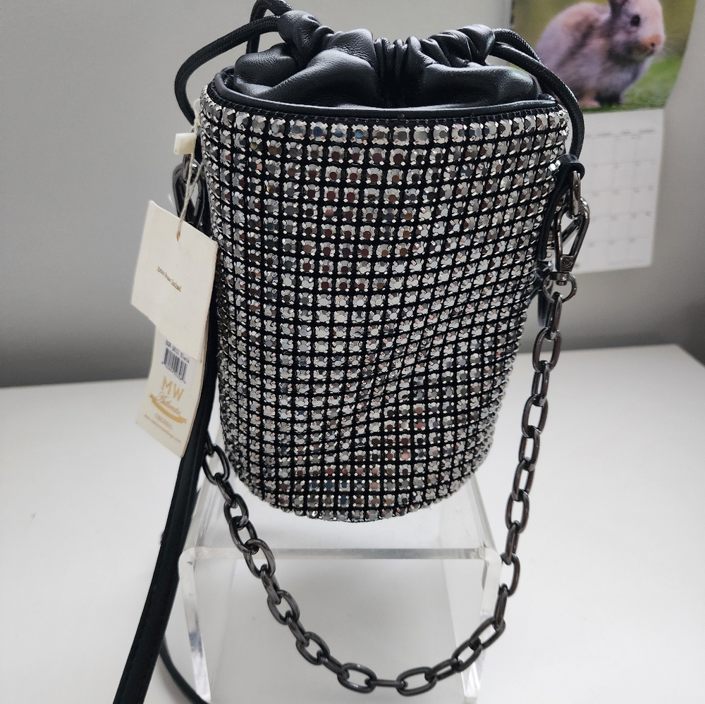 Madison West Crystal Bucket Crossbody Purse